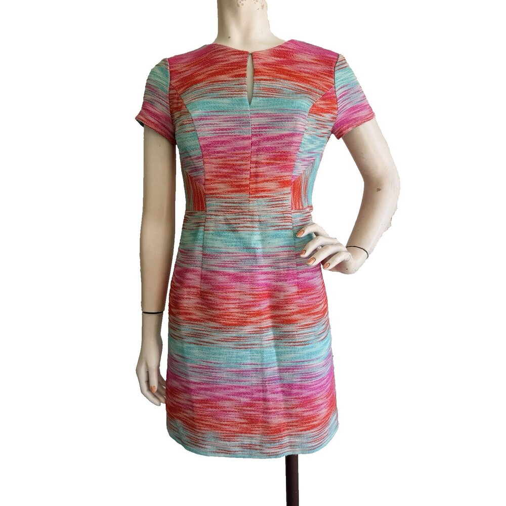 SHOSHANNA Dress Multi Color Knee Length Short Sleeve Sheath with flaw Size 2